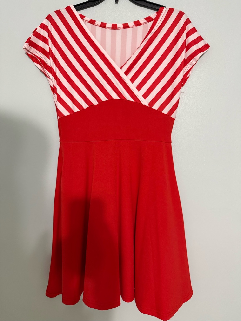 Womans' Red Striped Fit & Flare Dress